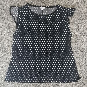 Black Heart Patterned Top